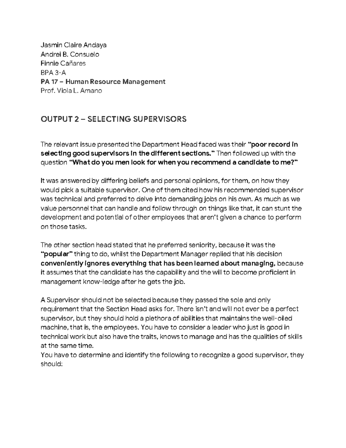 Selecting Supervisors - A Case Study - BPA 3A - Masters i Public ...