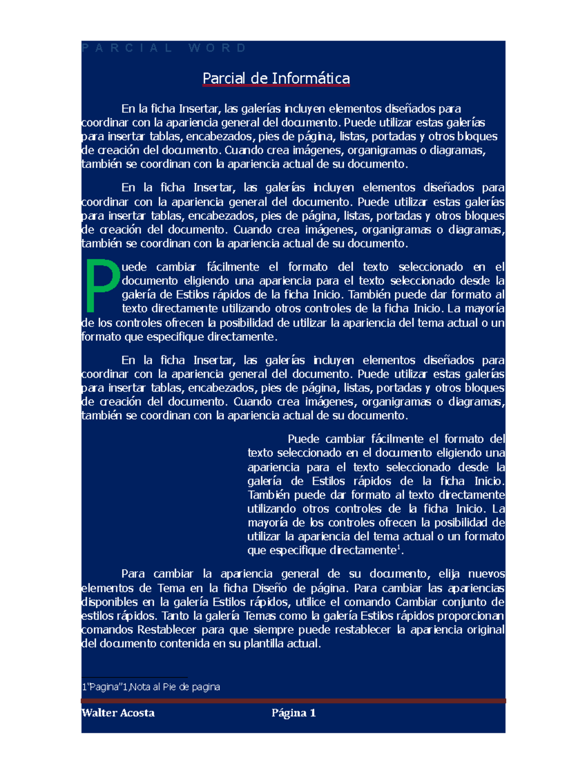 Parcial de Informática - Parcial de Informática En la ficha Insertar ...