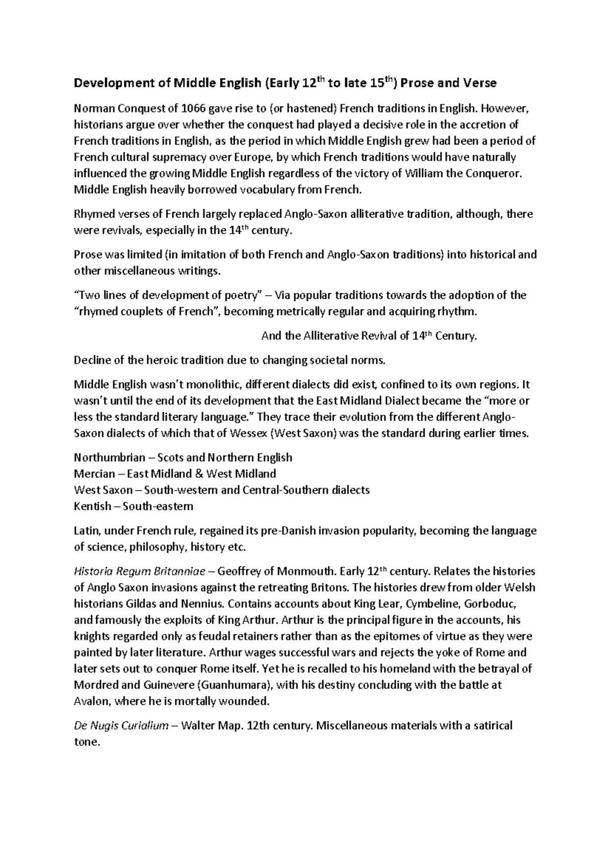 412084947 Development of Middle English docx - Development of Middle ...
