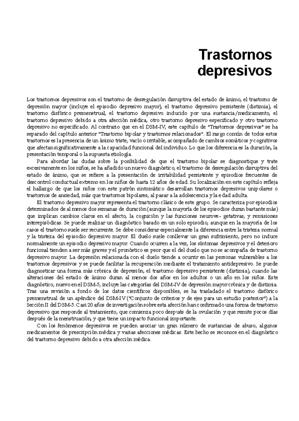 DSM5 Trastornos Depresivos - Trastornos Depresivos Los Trastornos ...