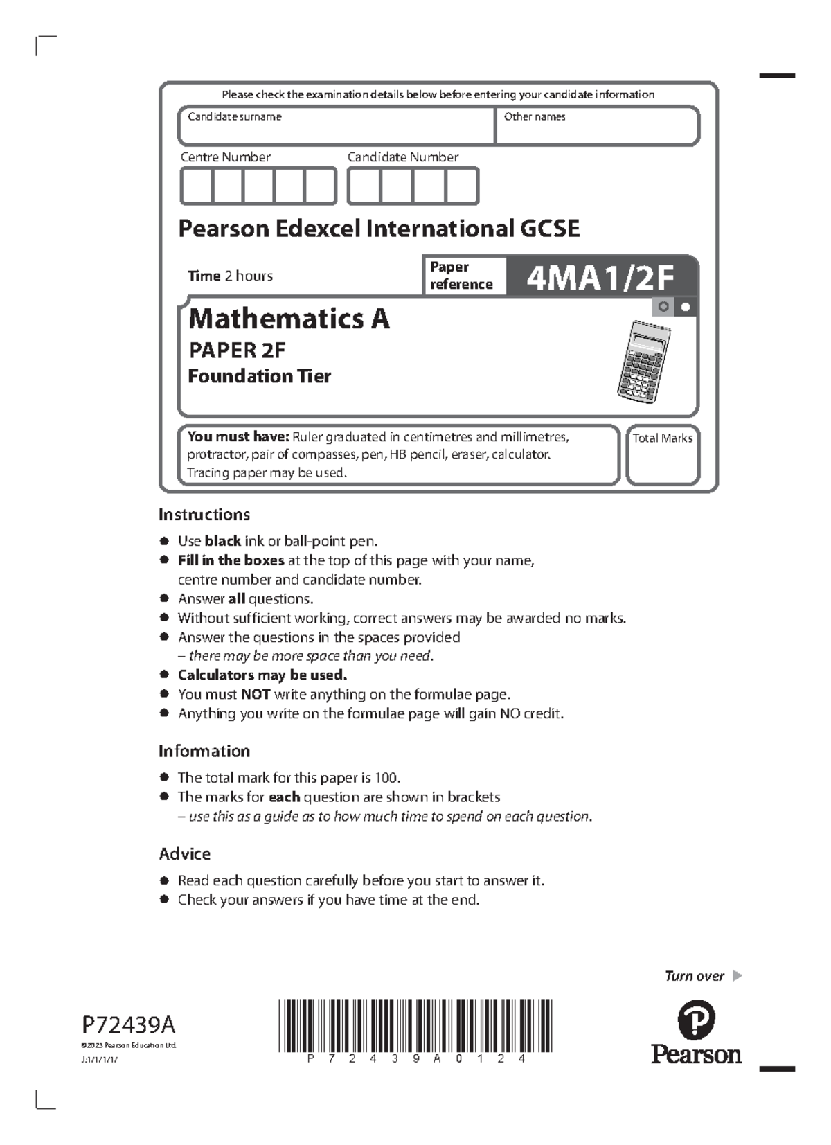 4ma1 2f que 20230118 - paper - Centre Number Candidate Number ...