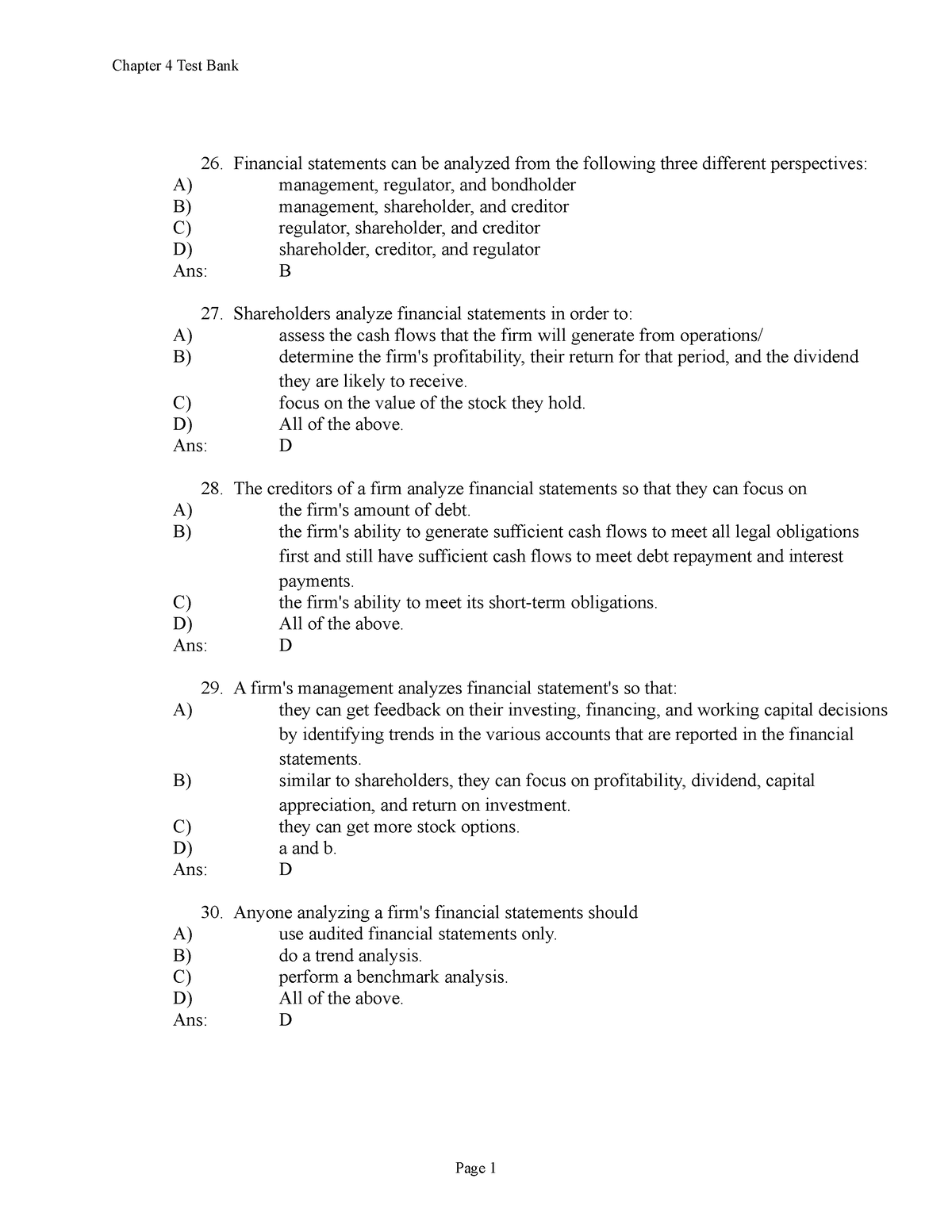 FIN202 Chap 4 Source - Chapter 4 Test Bank Financial Statements Can Be ...