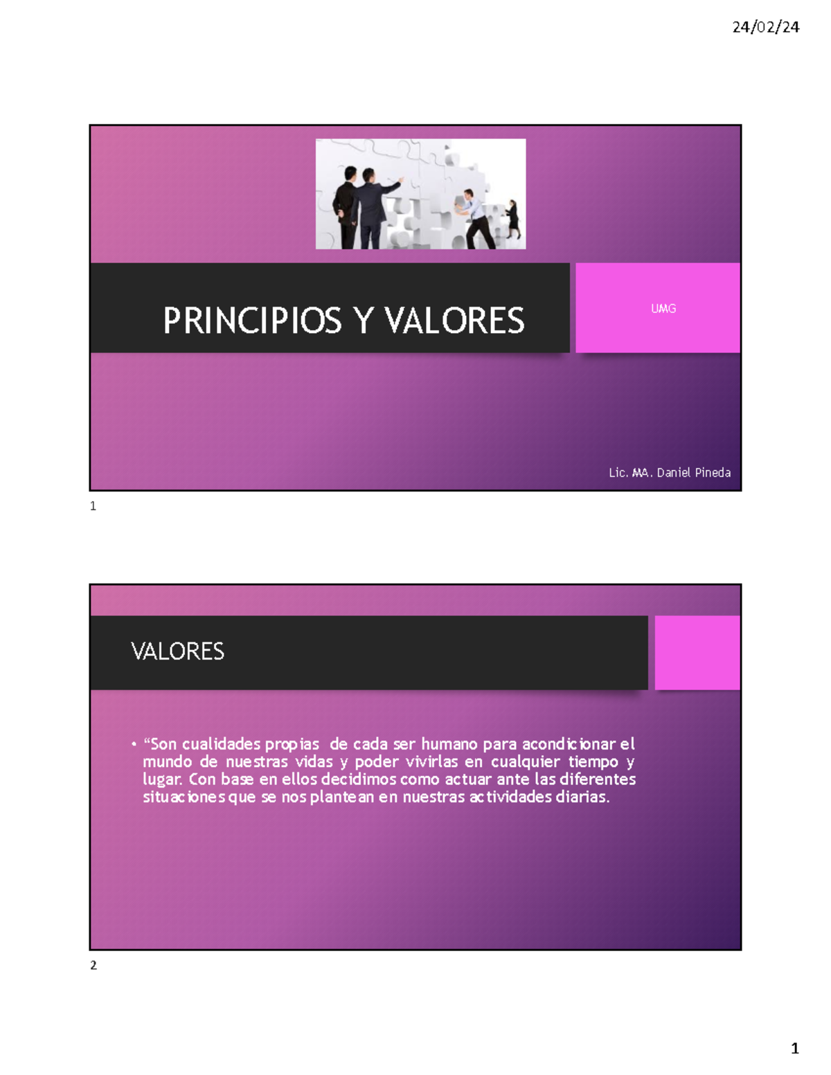 Unidad 2 Principios Y Valores - PRINCIPIOS Y VALORES Lic. MA. Daniel ...