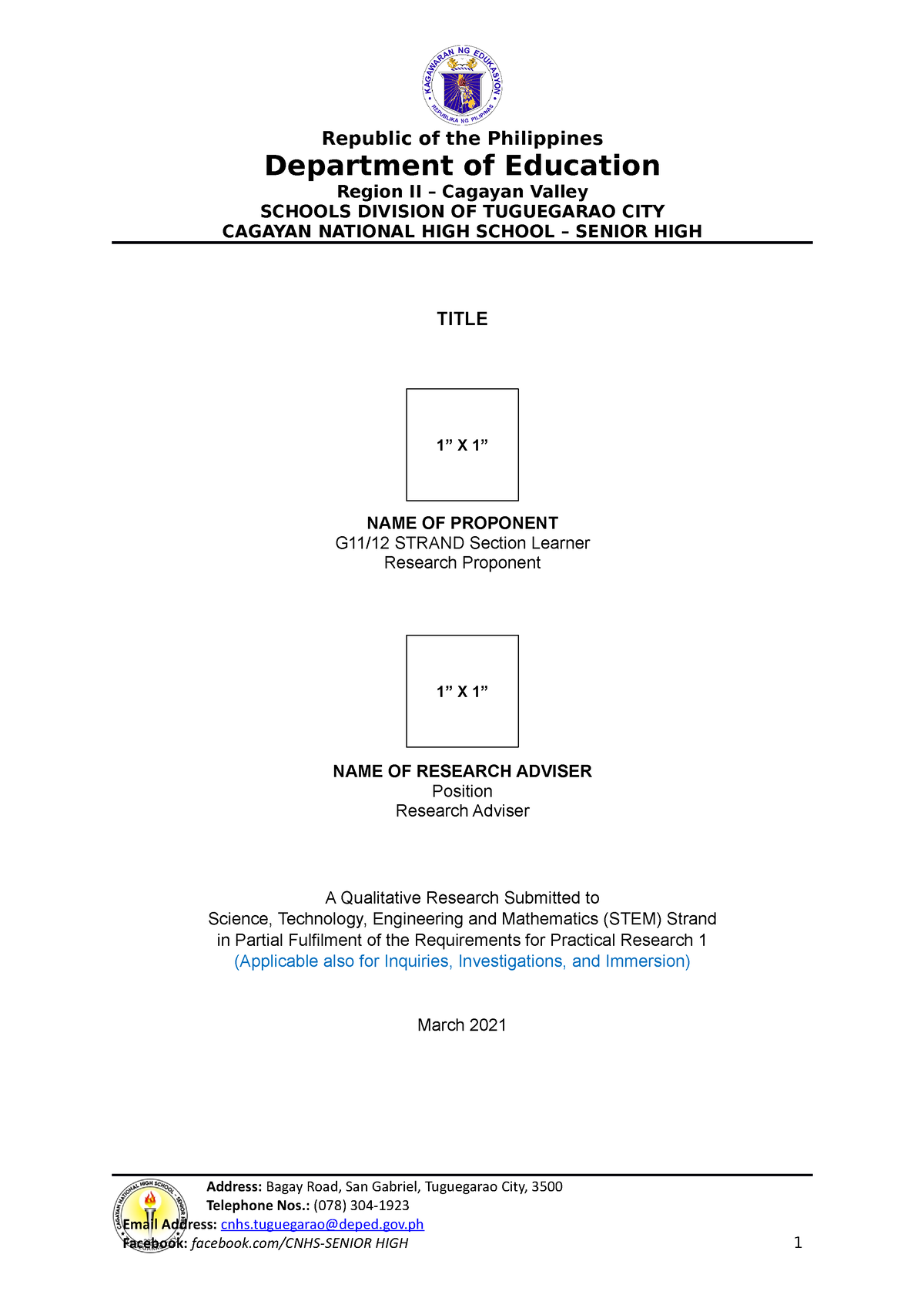 qualitative research format for senior high school