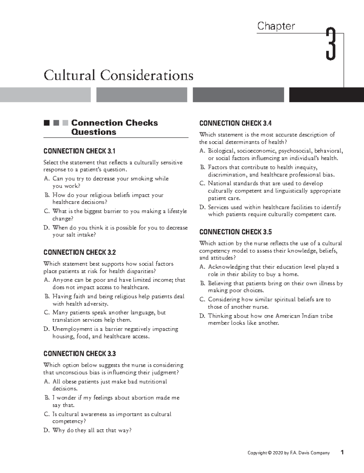 Chapter 3 Davis Advantage Case Study Practice Copyright 2020 By F