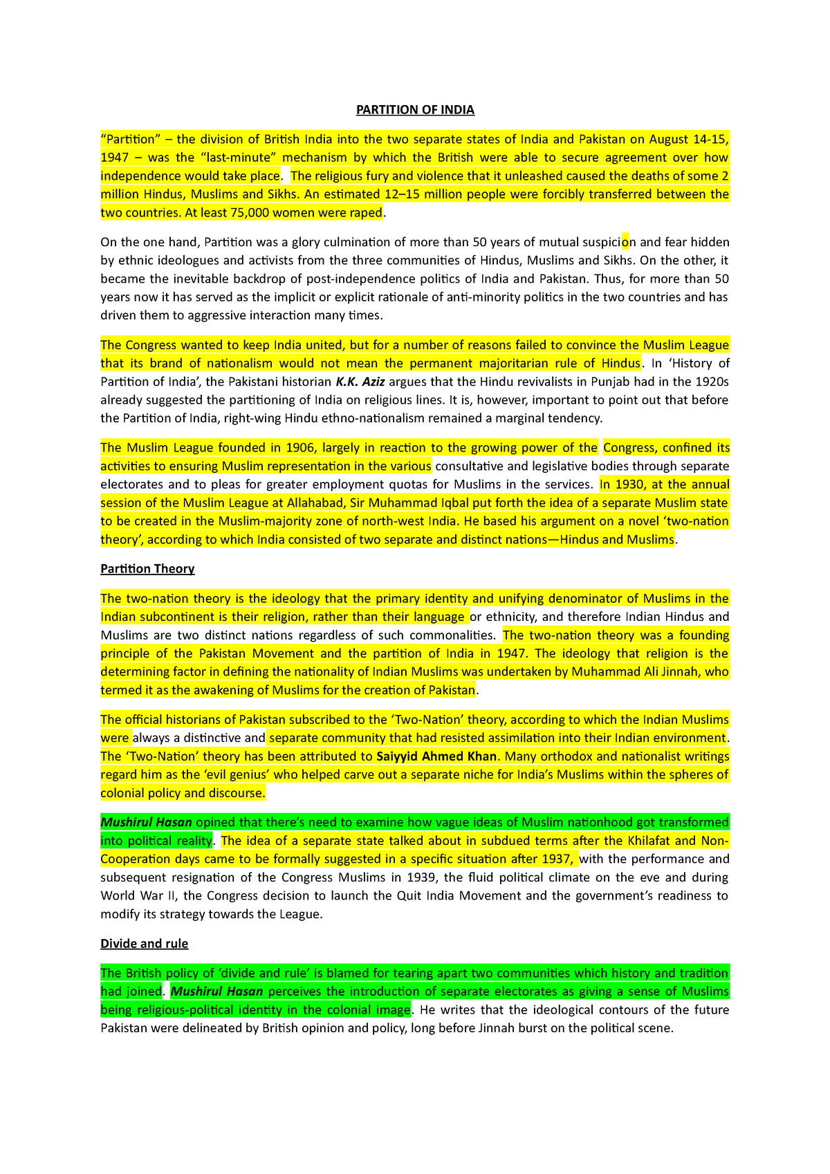 Partition OF India - PARTITION OF INDIA “Partition” – The Division Of ...