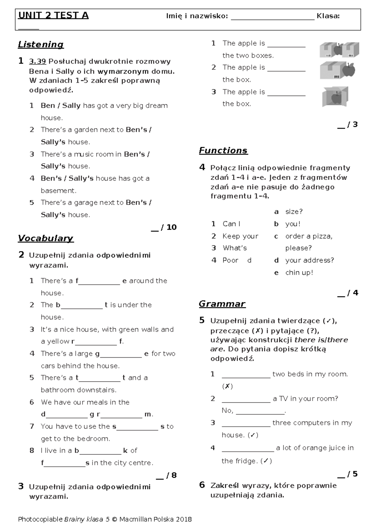 Sprawdzian Z Angielskiego Focus 2 Unit 8 www.studocu.com