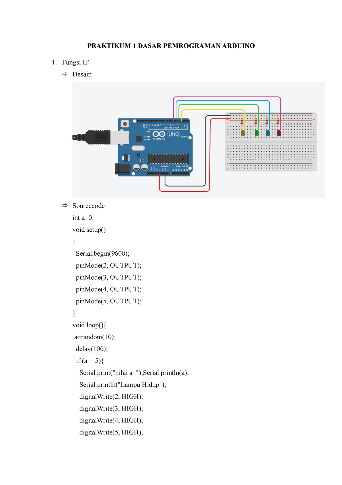 Dasar Arduino - PRAKTIKUM 1 DASAR PEMROGRAMAN ARDUINO Fungsi IF Desain ...