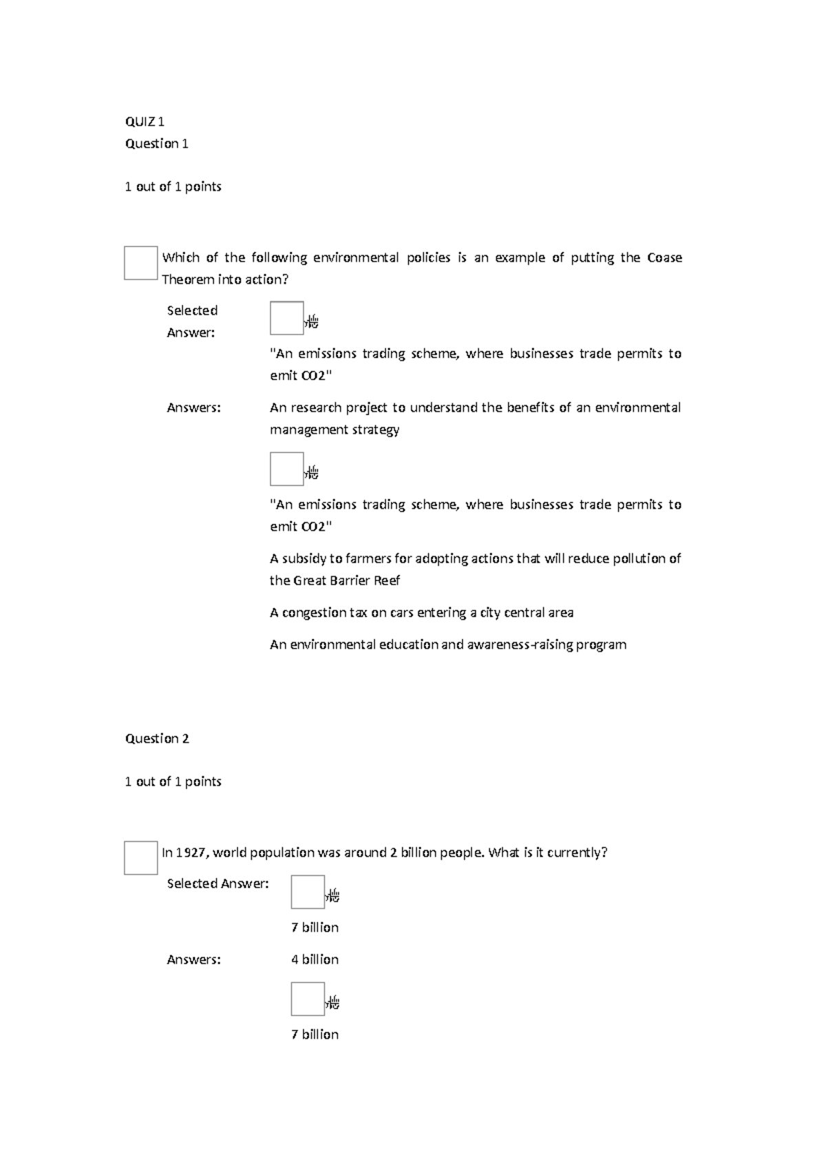 MUTI-CHOICE QUESTION - QUIZ 1 Question 1 1 out of 1 points Which of the ...