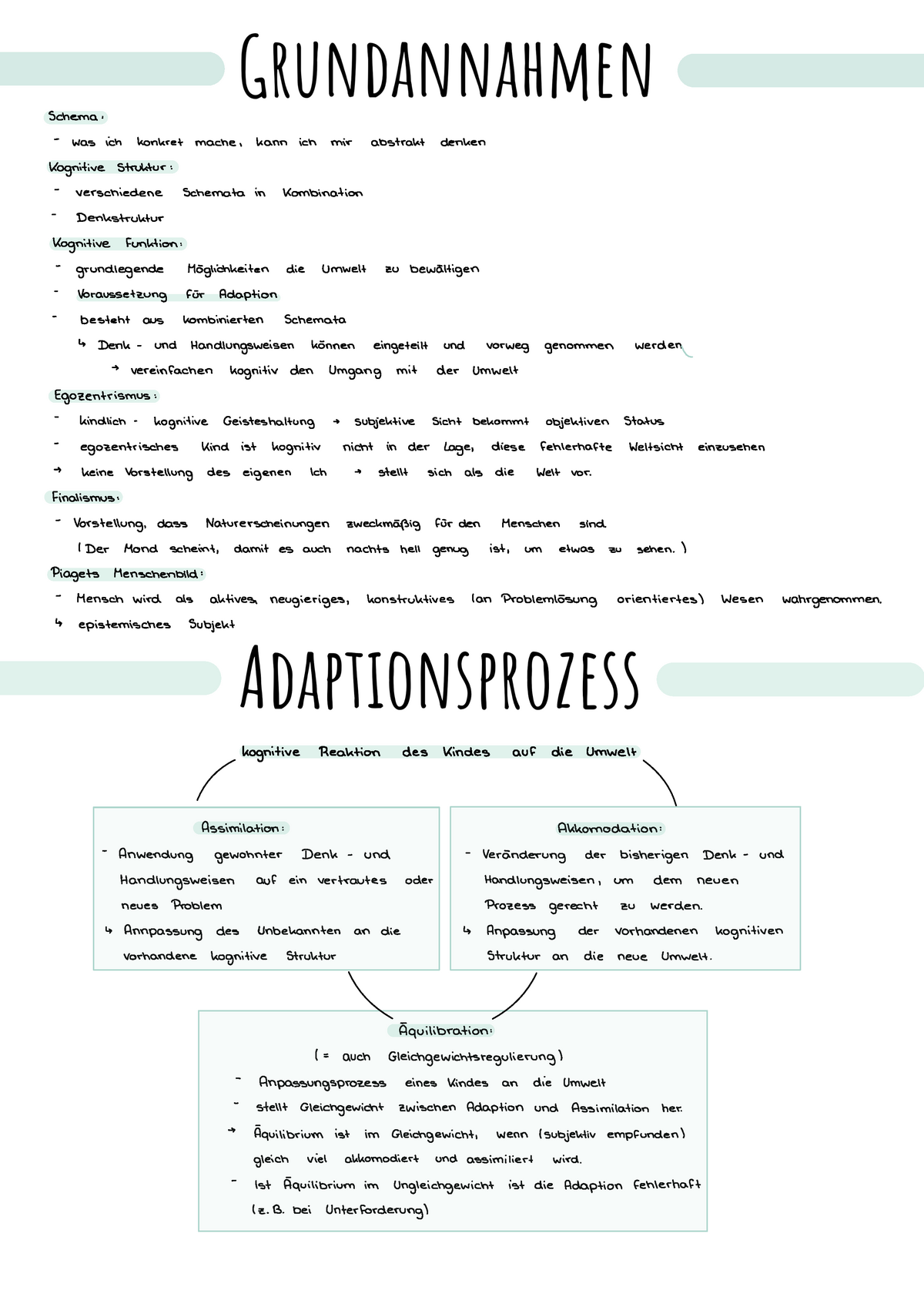 Piaget Zusammenfassung Schema was ich konkret mache kann