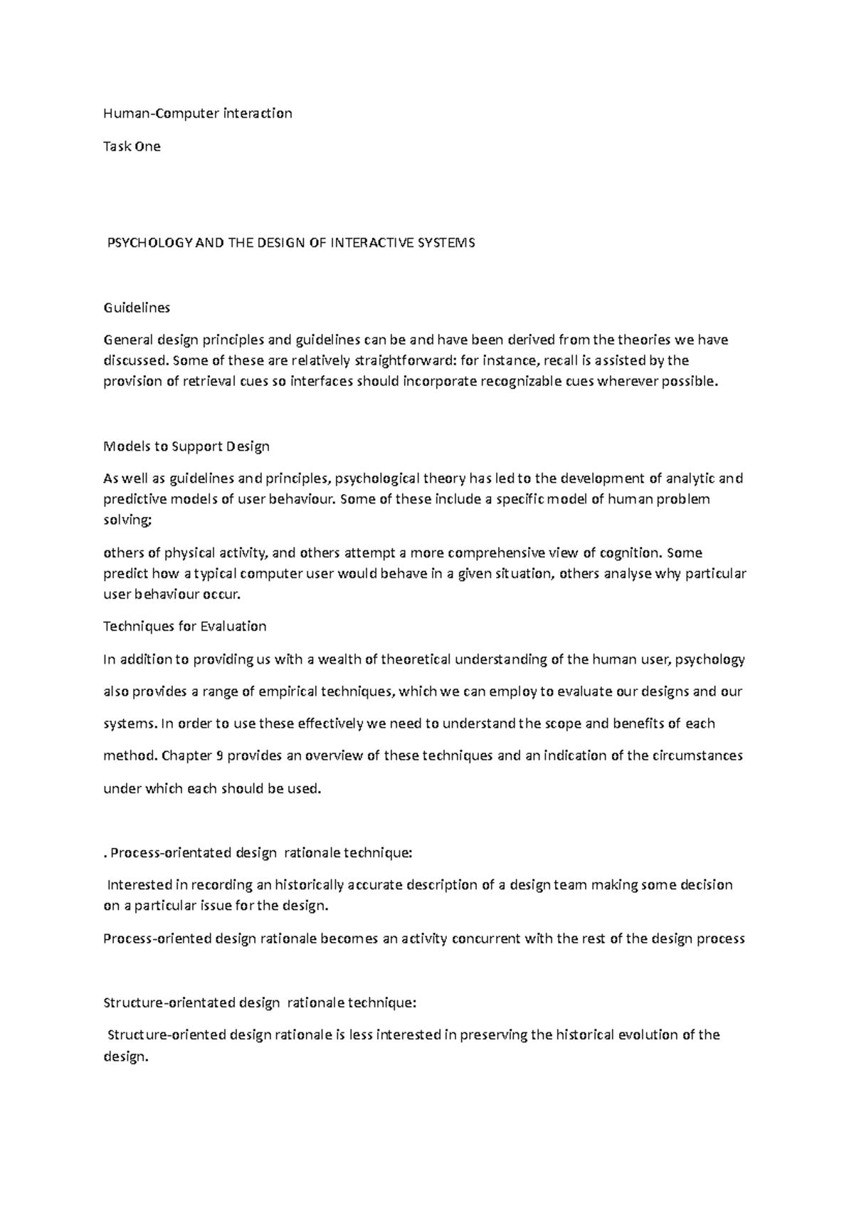 Human Computer I600 - Human-Computer interaction Task One PSYCHOLOGY ...