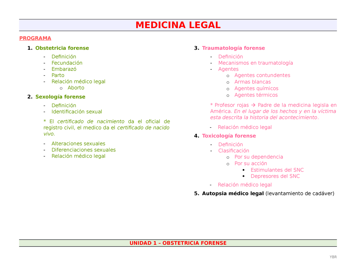 Medicina Legal Apuntes De La Materia Medicina Legal Programa Obstetricia Forense Definición 4706