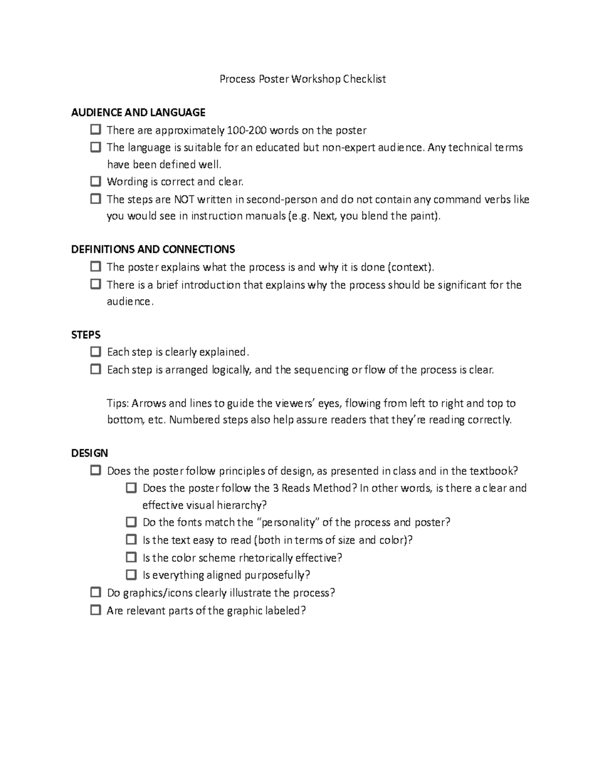 Process Poster Checklist - Google Docs - Process Poster Workshop ...