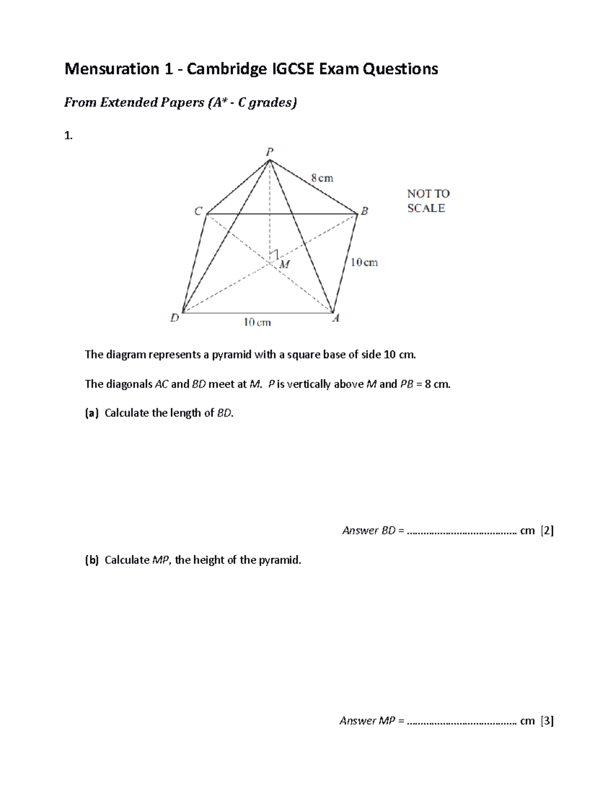 Igcse Maths Mensuration Ext Exam Qus Nov2010 Avg Mensuration 1 Cambridge Igcse Exam Igcse Maths Mensuration Ext Exam Qus Nov2010 Avg Mensuration 1 Cambridge Igcse Exam
