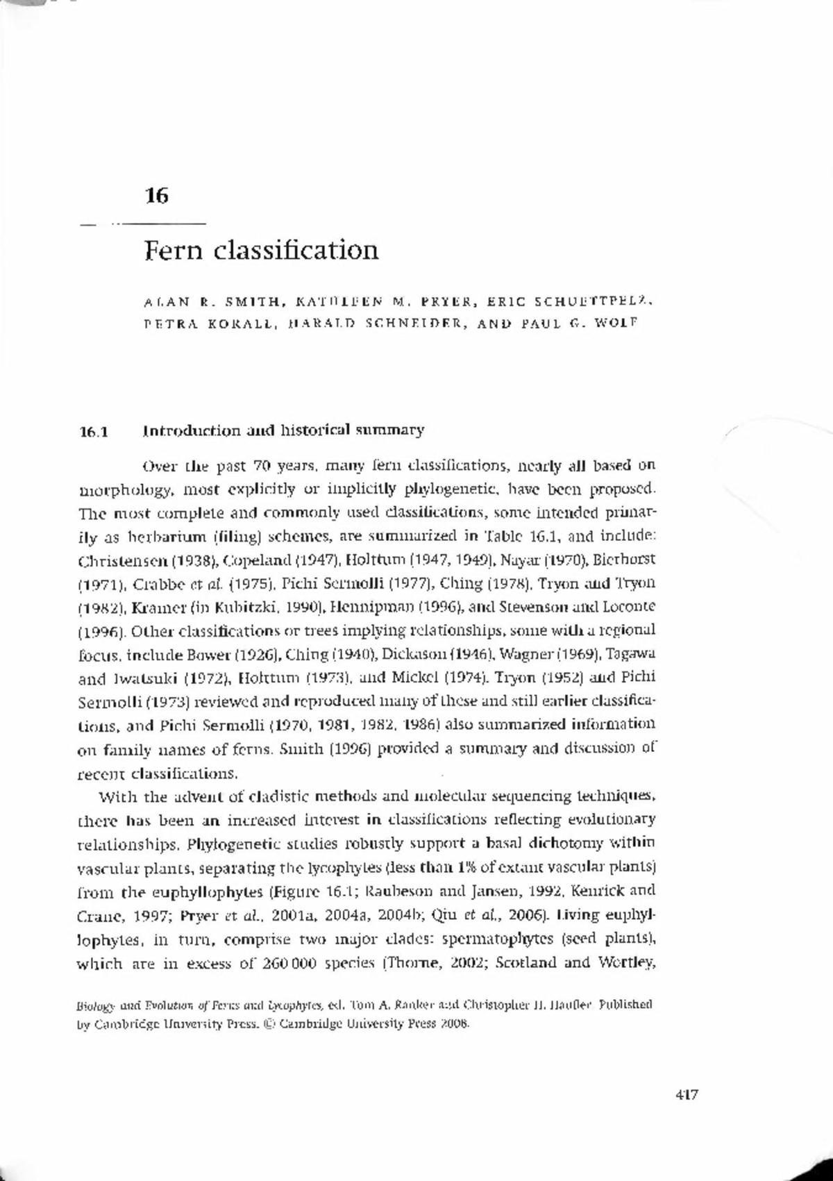 Smith et al 2008 study material - 16 Fern classification ALAN R. SMITH ...