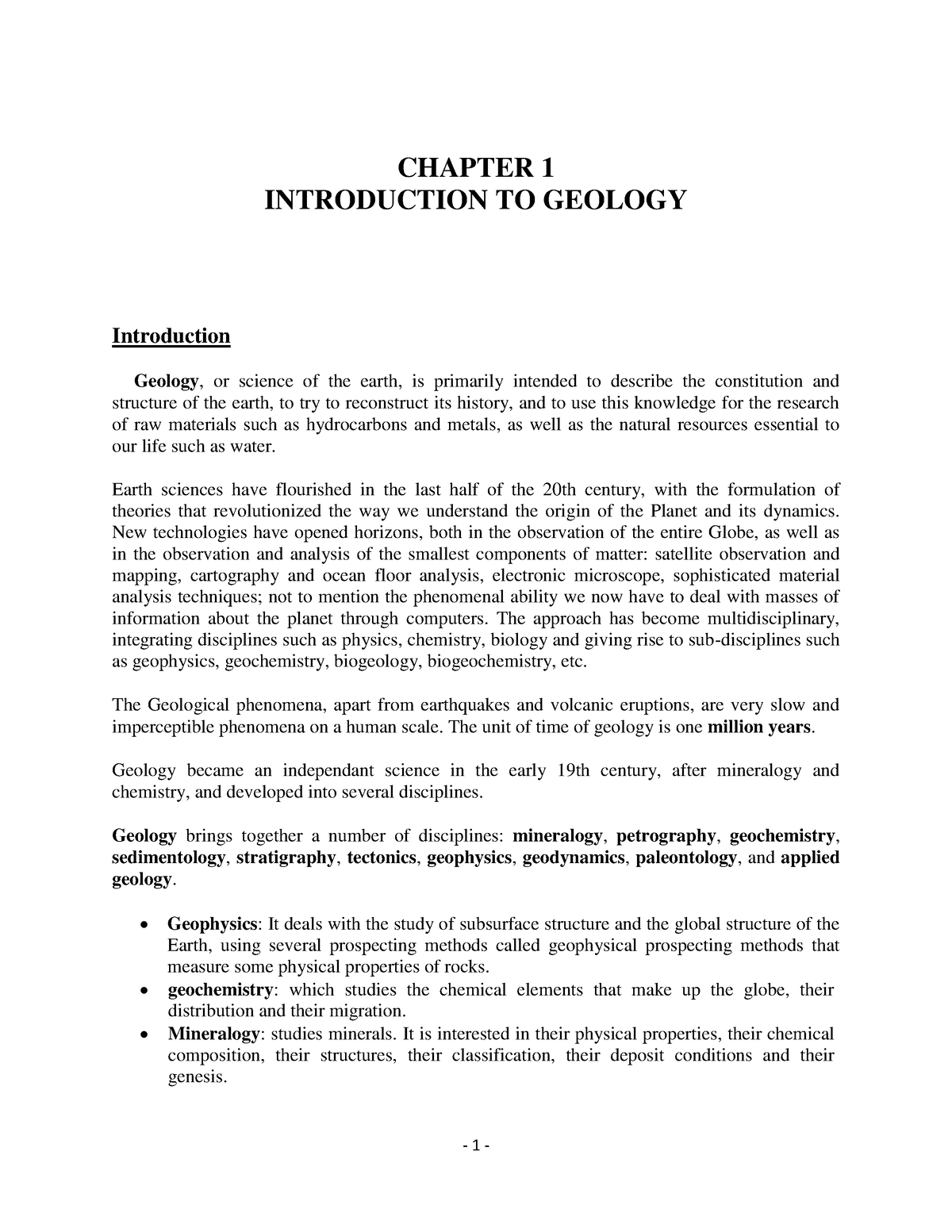 introduction to geology essay