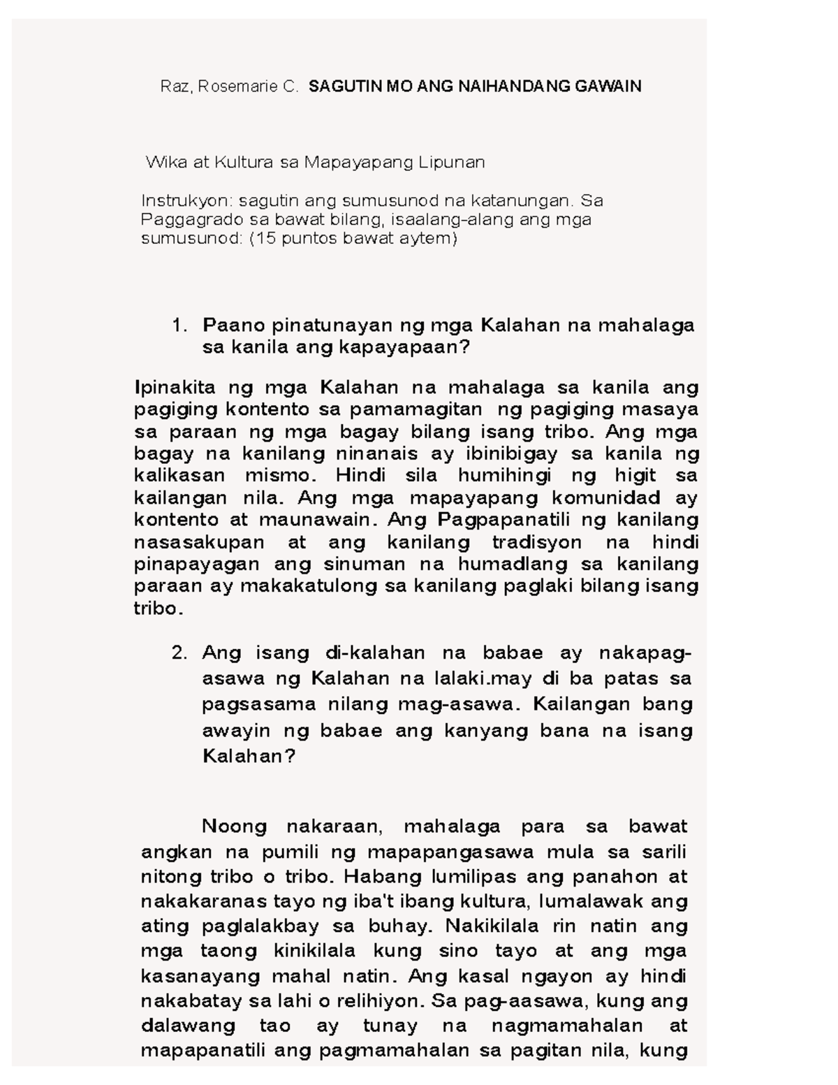 Kalahan - Raz, Rosemarie C. SAGUTIN MO ANG NAIHANDANG GAWAIN Wika At ...