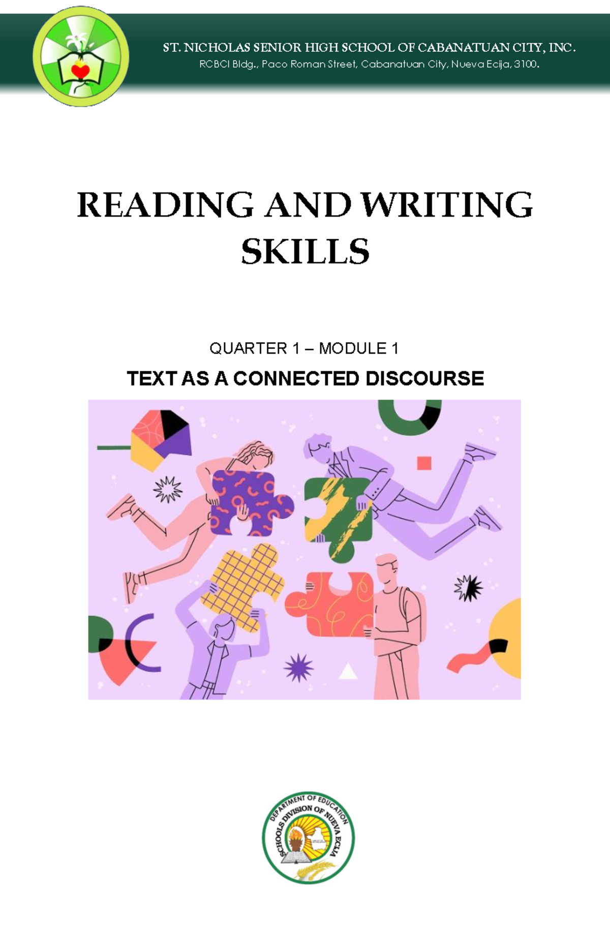 Module 1 Reading and Writing Grade 11 ST. NICHOLAS SENIOR HIGH SCHOOL OF CABANATUAN CITY, INC