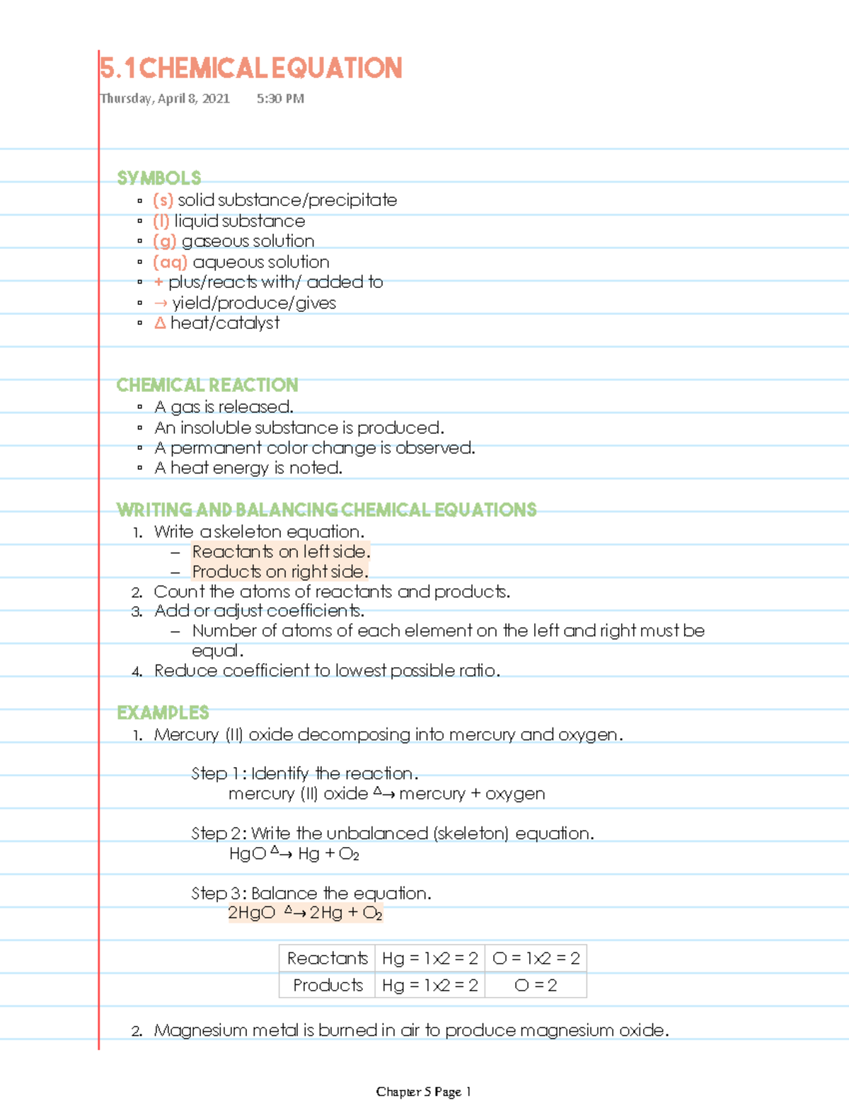 Inorganic Chemistry: Chemical Equation - (s) solid substance ...