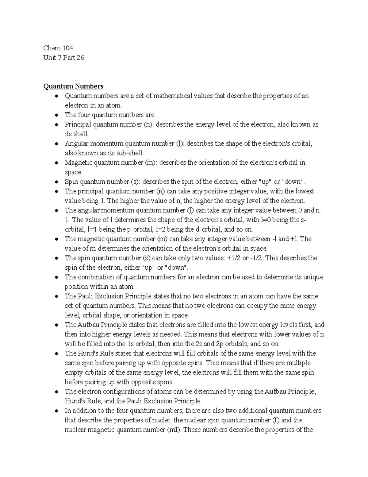 General Chemistry 104 Unit 7 Part 26 Notes - Chem 104 Unit 7 Part 26 ...