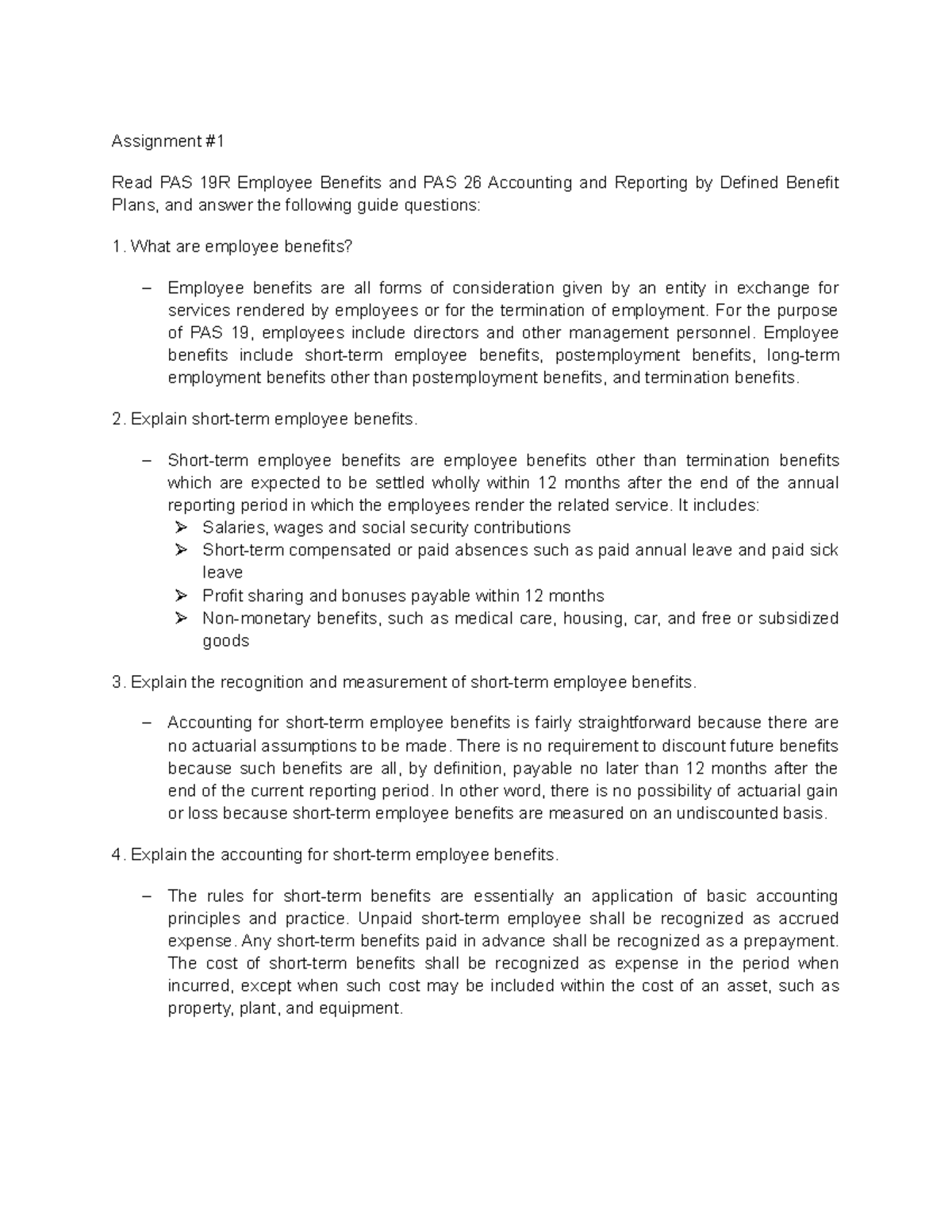 M1 Activity No Definition Of Terms Assignment Read Pas 19r Employee Benefits And Pas 26 Studocu
