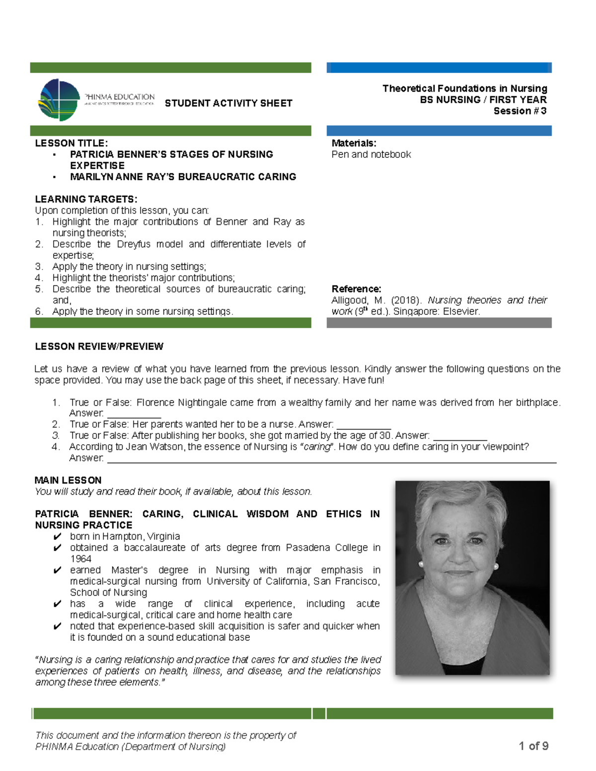 Session #3 SAS - TFN - Practice - STUDENT ACTIVITY SHEET Theoretical ...