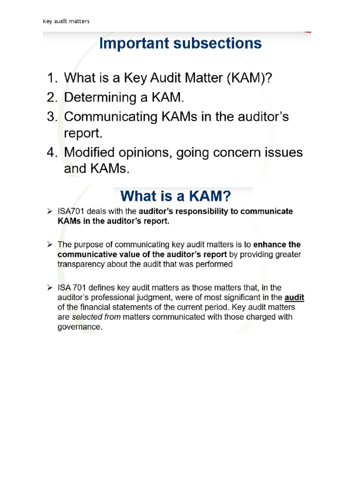 Key audit matters AUE3761 Studocu