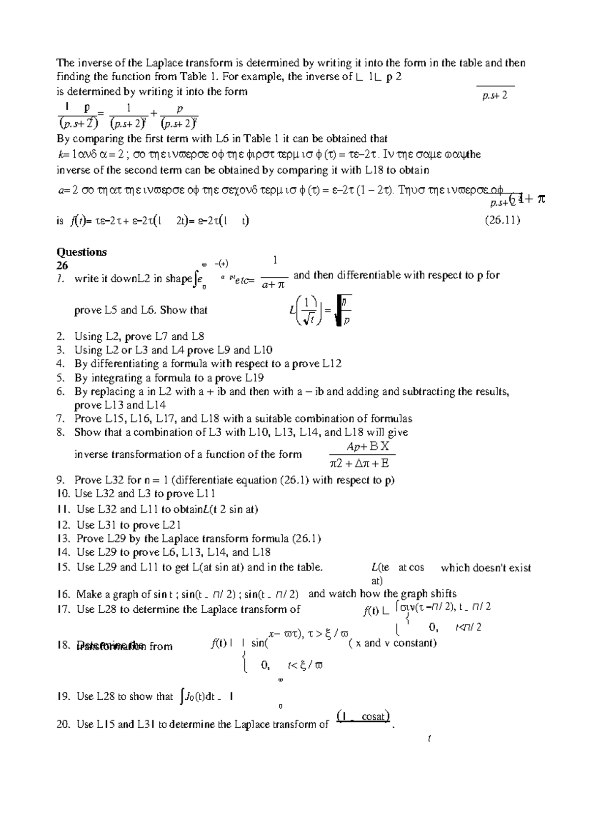 Laplace Transform-2 - t p p 1 2 The inverse of the Laplace transform is ...