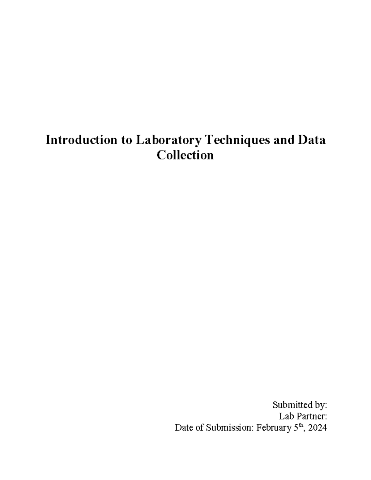 Chem Lab 1 Report - Introduction to Laboratory Techniques and Data ...