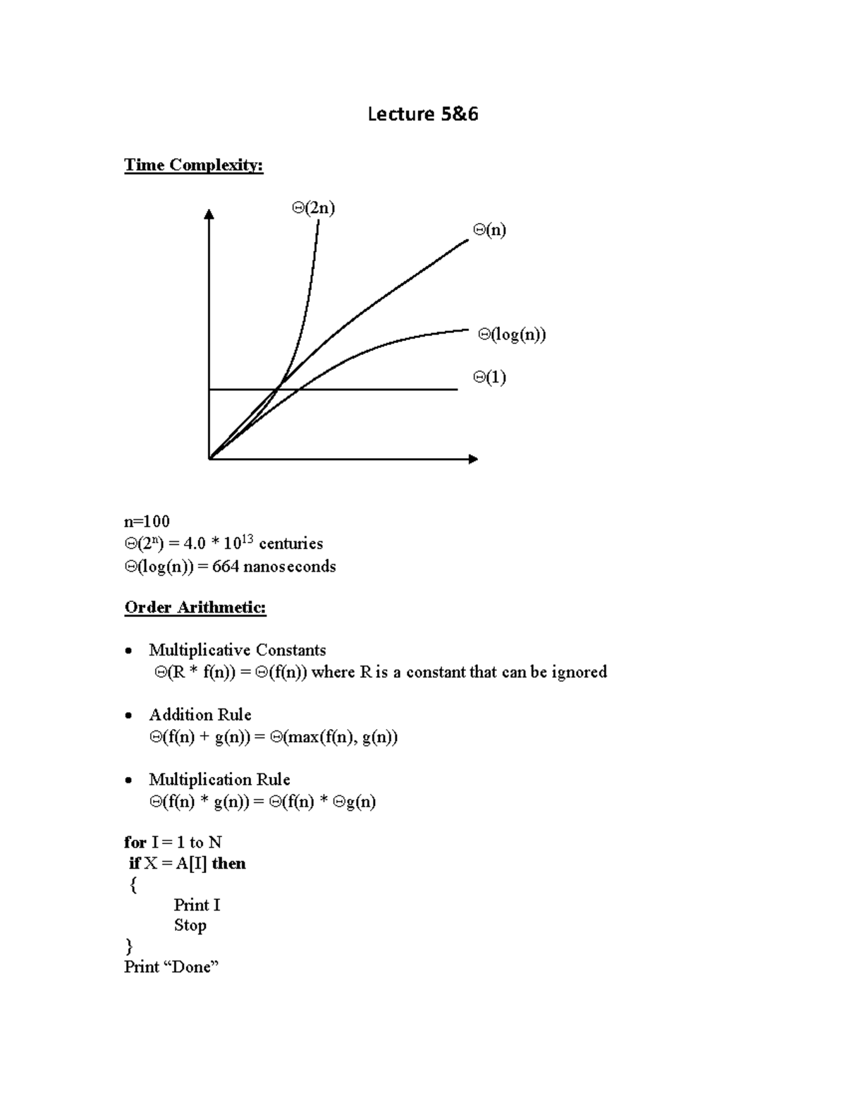 Program complexity - Lecture 5& Time Complexity: Q(2n) Q(n) Q(log(n)) Q ...