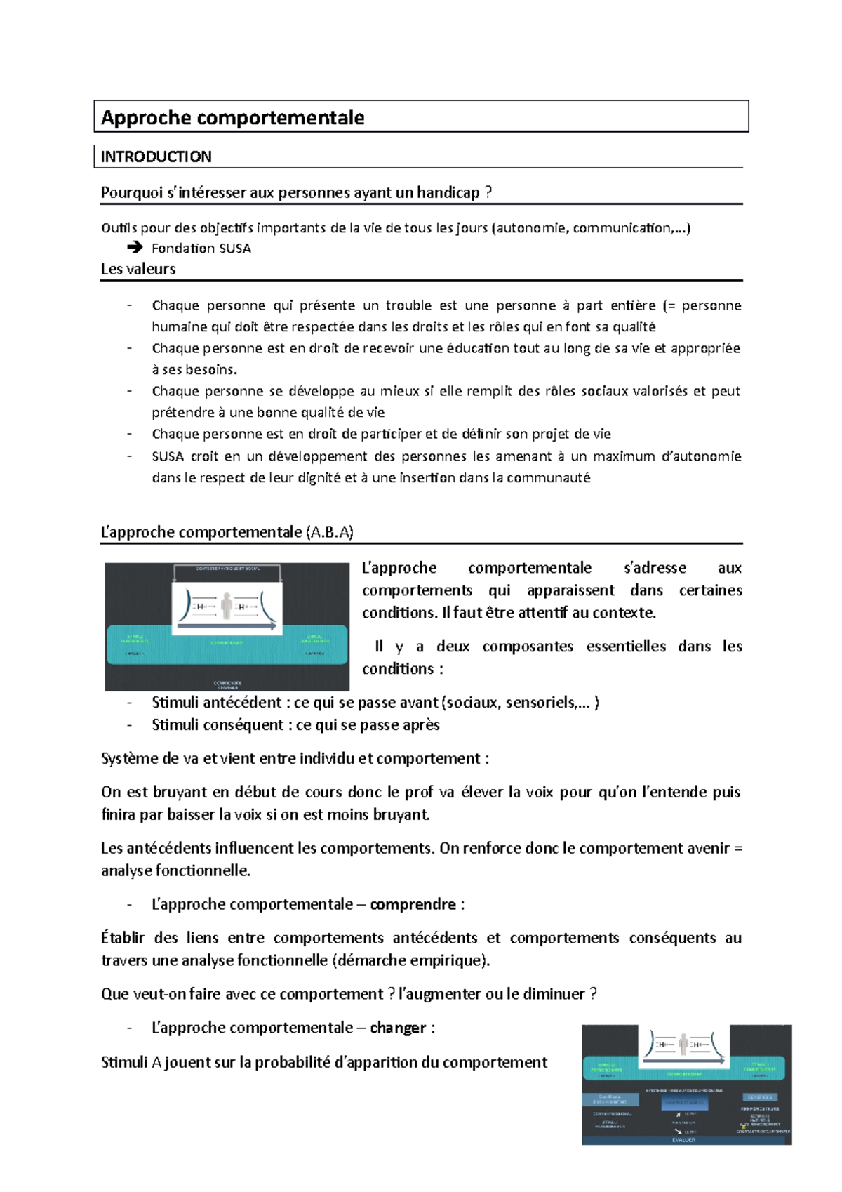 Notes Approche Comportementale De Lapprentissage 2017 2018 - Approche ...