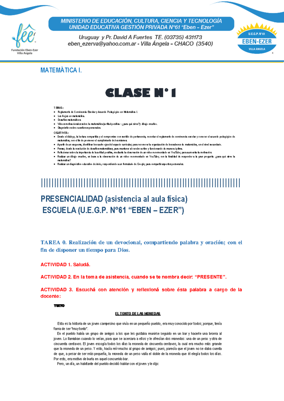 Matemática I Clase 1 10-03-2023 Activando - MATEMÁTICA I. CLASE N° 1 ...