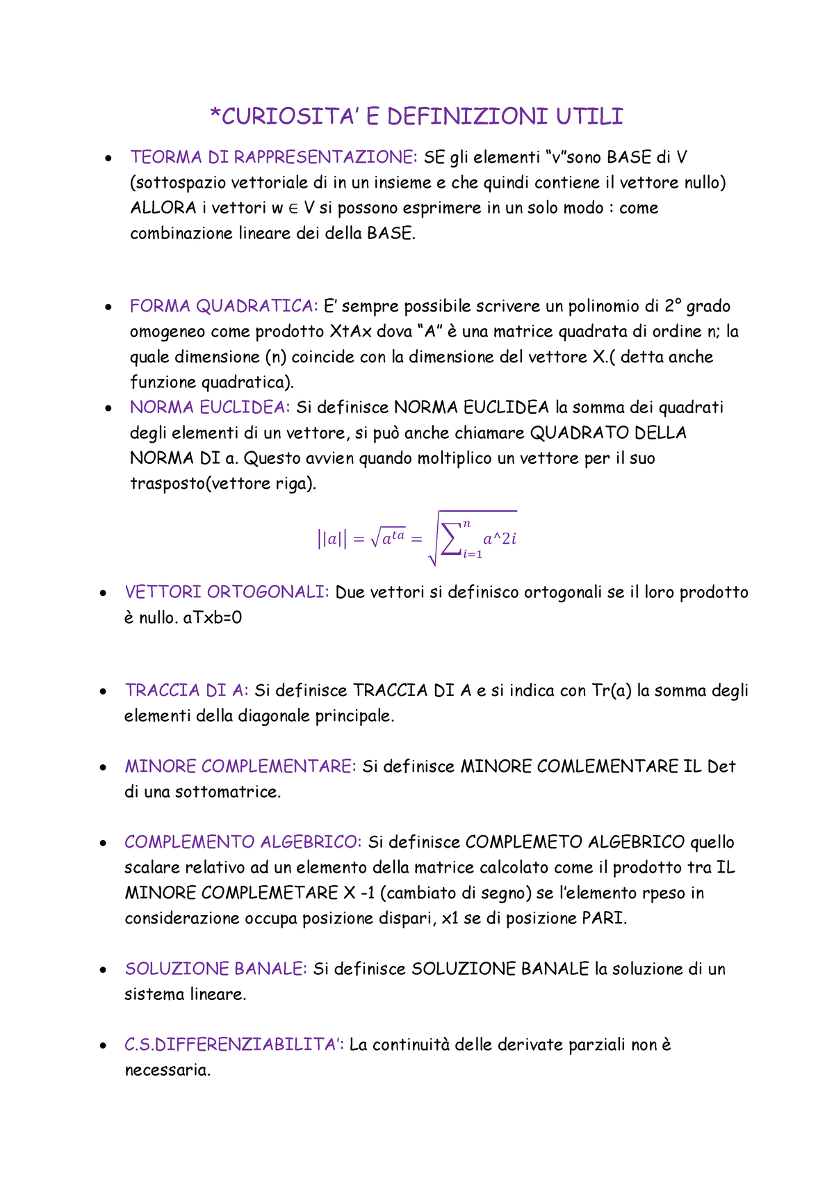 Definizioni Utili - *CURIOSITA’ E DEFINIZIONI UTILI TEORMA DI ...