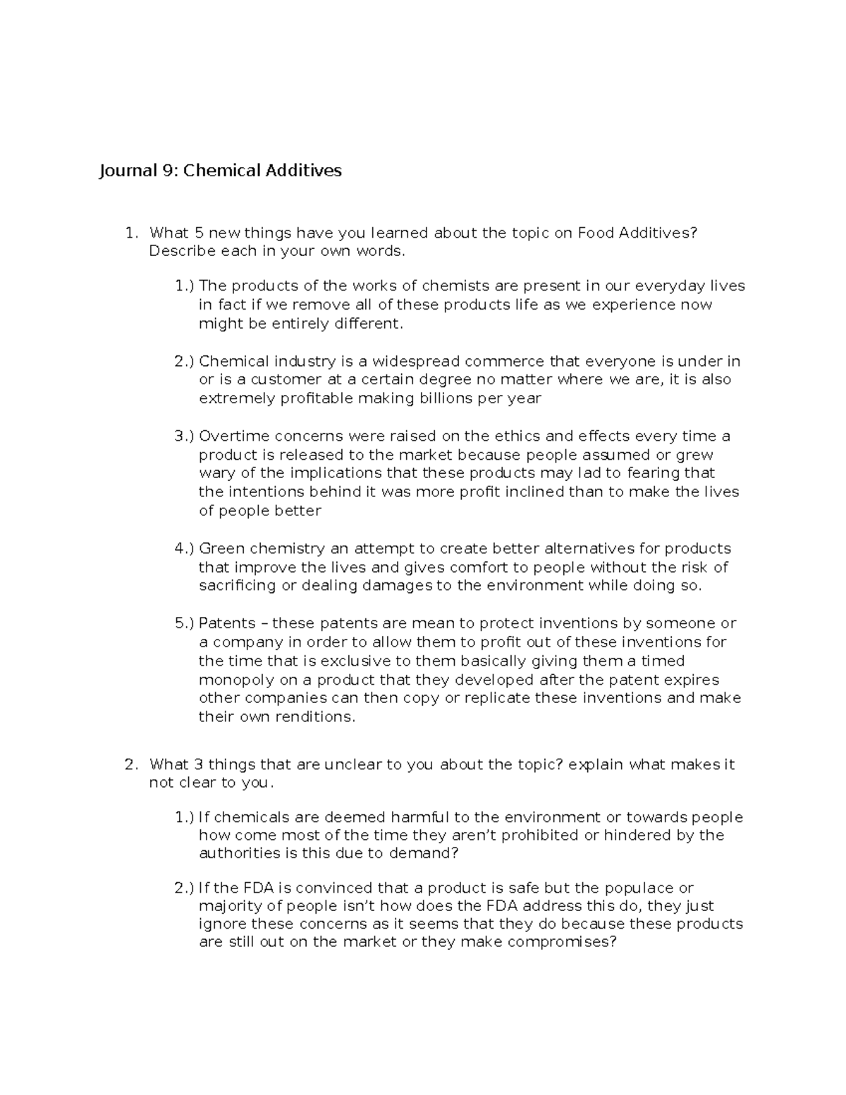 Journal 9 Food Additives - Journal 9: Chemical Additives What 5 new ...