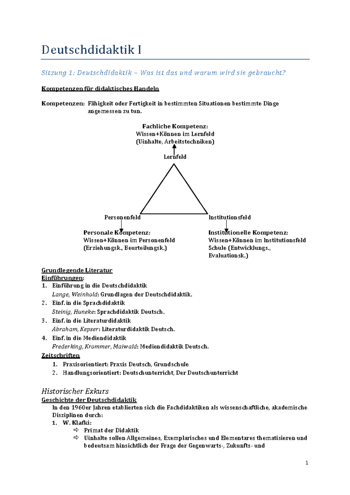 Deutsch Didaktik Für Die Grundschule Zusammenfassung - Deutschdidaktik I Sitzung 1: Deutschdidaktik Was ist