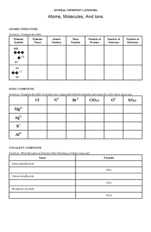 STEM004 Reviewer - Lesson with worksheets - GENERAL CHEMISTRY 1 LESSON ...