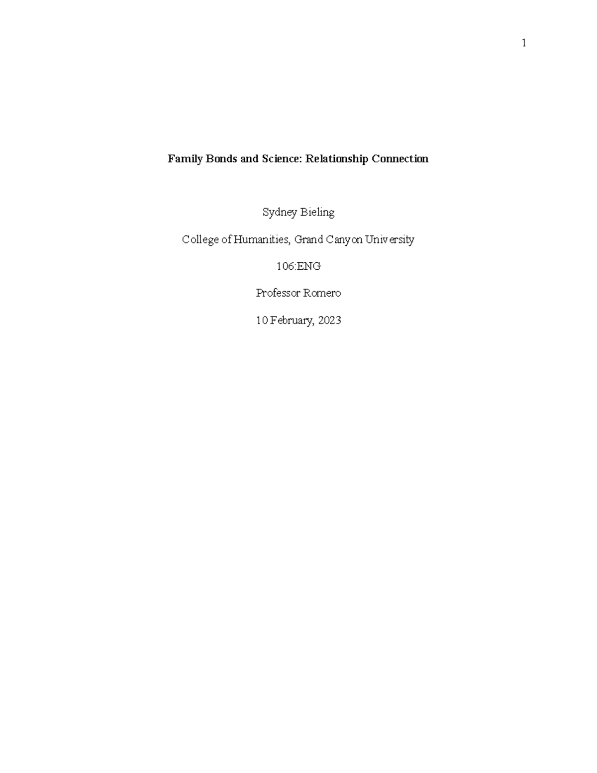 Definition Essay Final Draft Family Bonds and Science Relationship