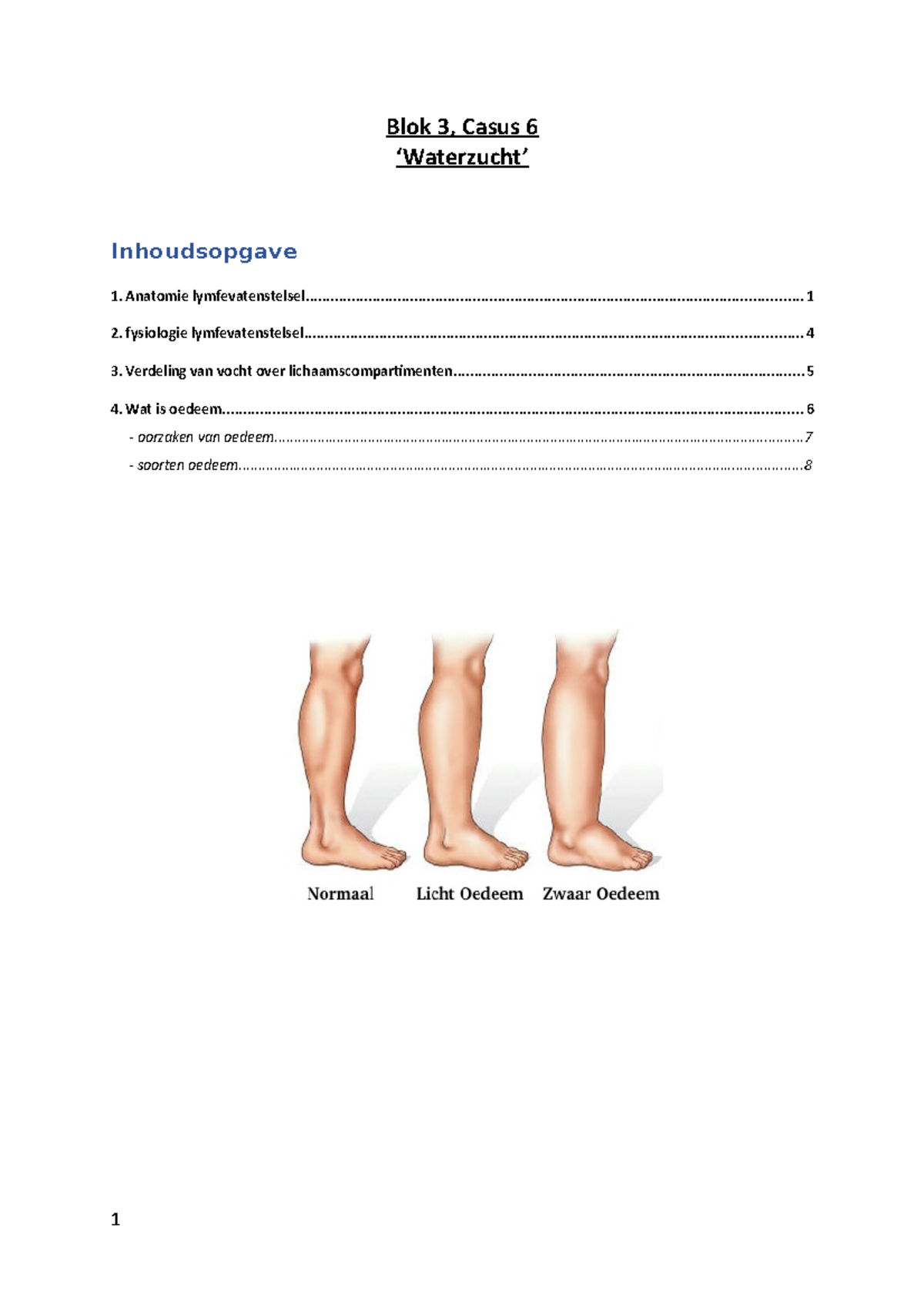 Blok 3 Casus 6 Waterzucht ‘waterzucht Blok 3 Casus Anatomie