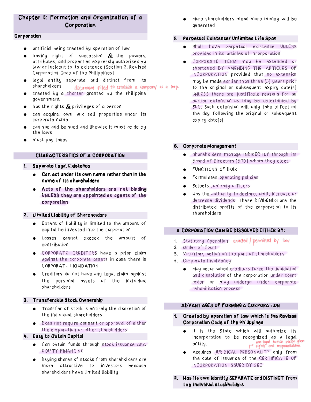 Chapter 5 Parcor - lectures - Chapter 5 : Formation and Organization of ...