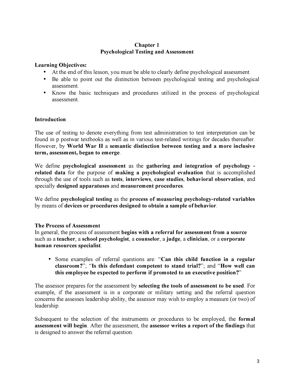 Psychassesprereviewer - Chapter 1 Psychological Testing And Assessment ...