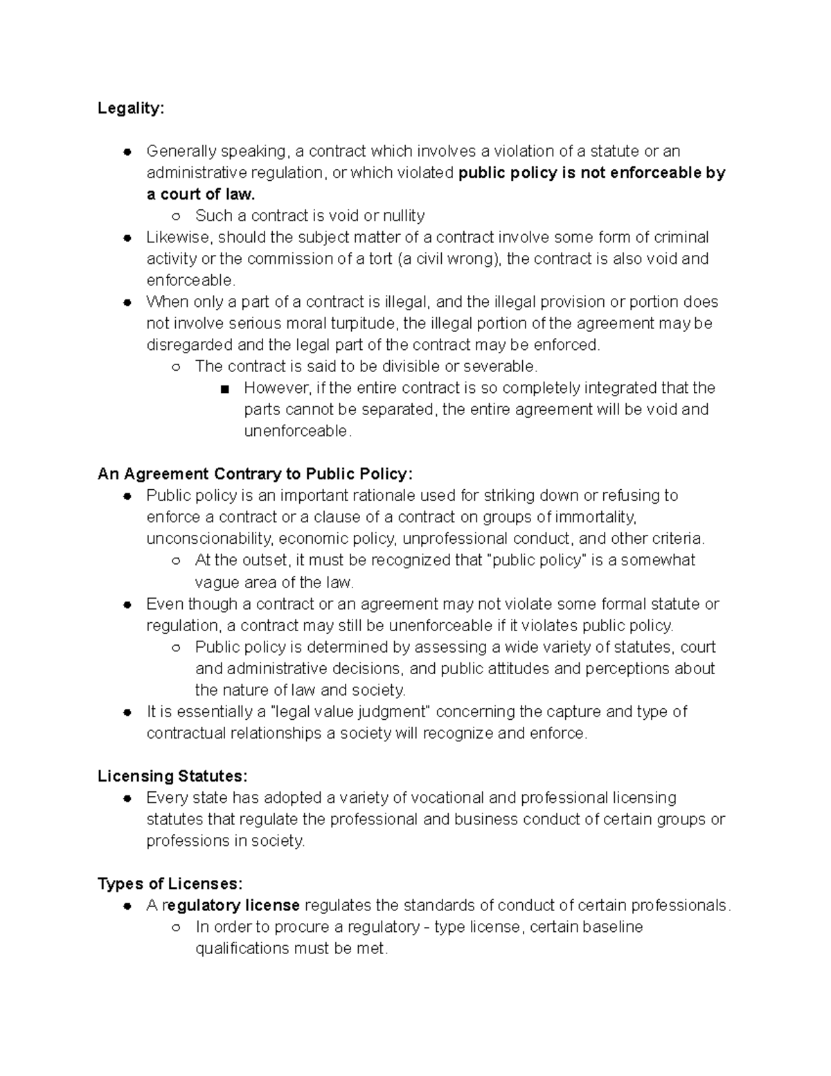 Chapter 11 Legal and Ethical Business - Legality: Generally speaking, a ...