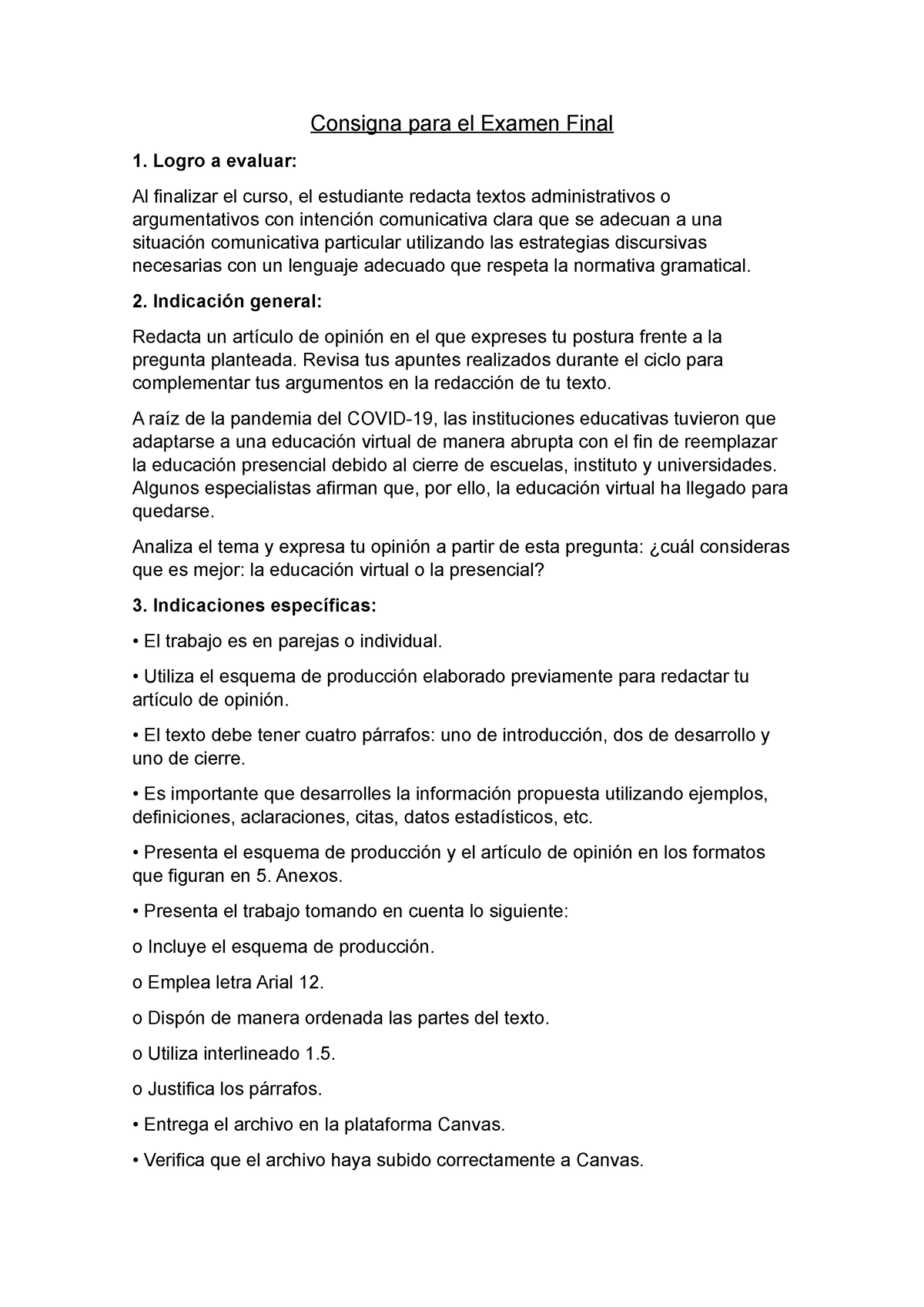 Consigna Para El Examen Final -^J Semana 18 - Consigna Para El Examen ...