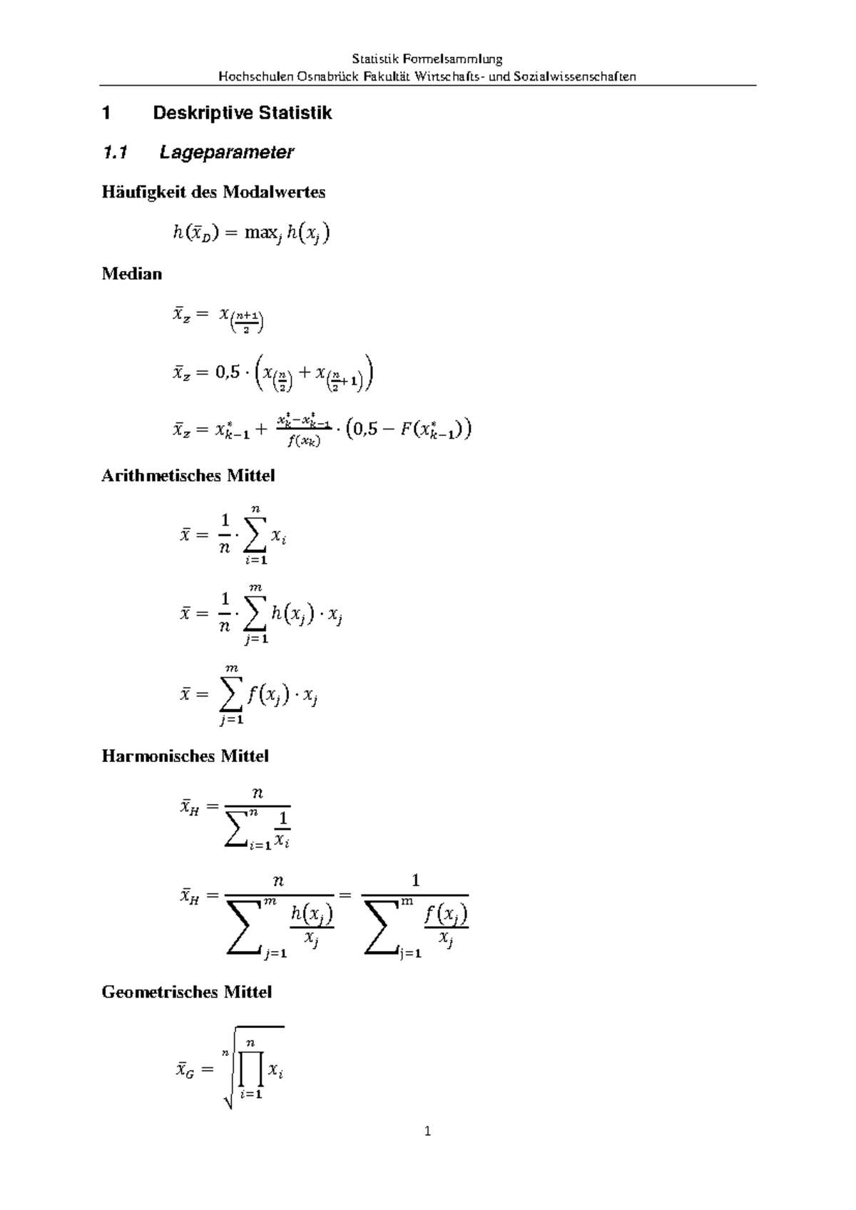 Formelsammlung Zur Methodenlehre Der Statistik I, Part 1 – NTLJC