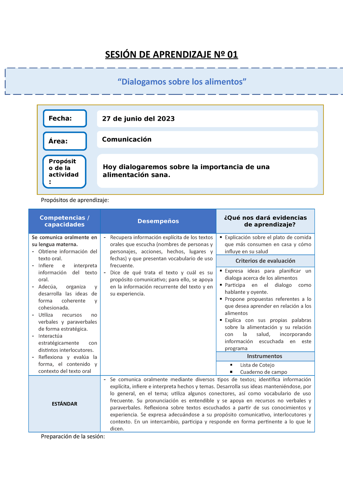 2° EDA4 SEM1 S1 COM- Sesion - SESIÓN DE APRENDIZAJE Nº 01 Propósitos De ...