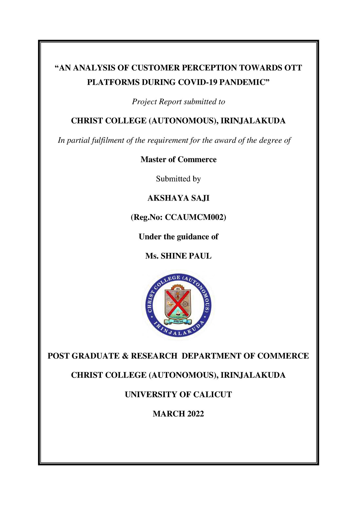 Ccaumcm 002 Akshaya - This is 2nd sem MPR project for bcom