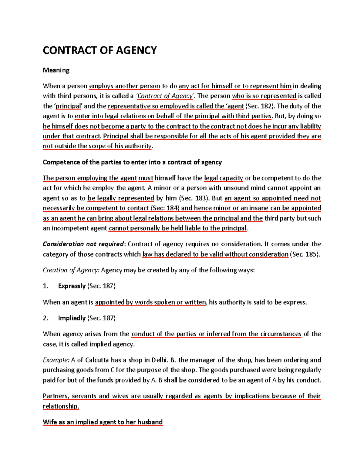 Agency - CONTRACT OF AGENCY Meaning When a person employs another ...