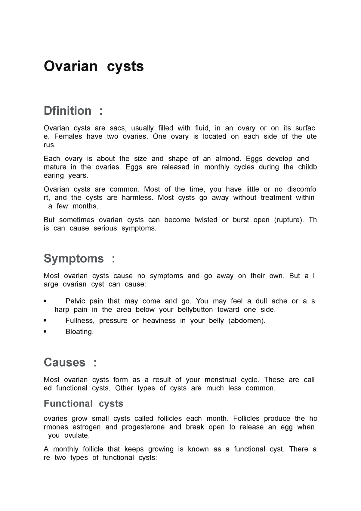 ovarian-cysts-ovariantcystst-dfinitiont-studocu