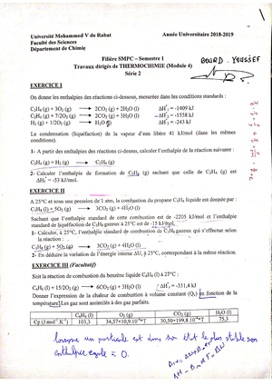 Cours DE Thermochimie - LA THERMOCHIMIE Introduction La Thermochimie ...