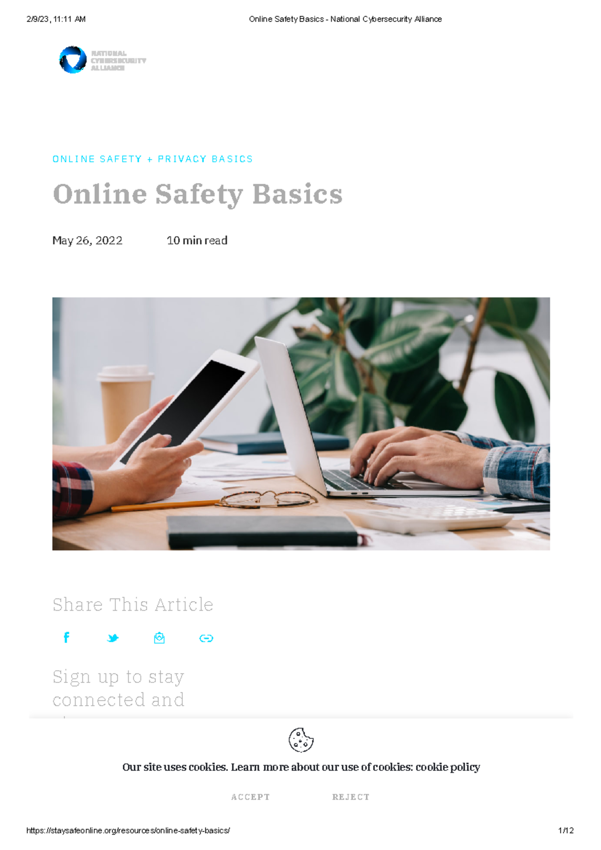 Online Safety Basics - National Cybersecurity Alliance - O N L I N E S ...