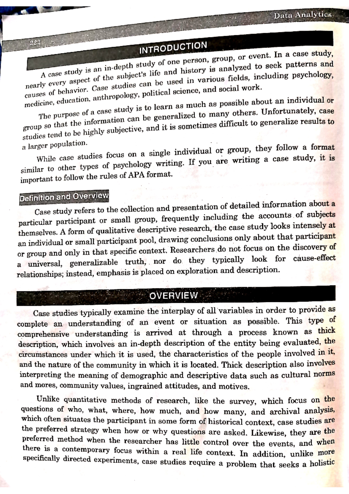 Case study - Data Analytics INTRODUCTION is an study of one person ...
